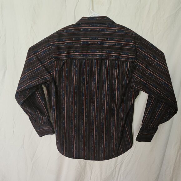 KENNETH COLE  Dress Shirt Men's XL Long sleeve 90's black patterned button down - Picture 3 of 11